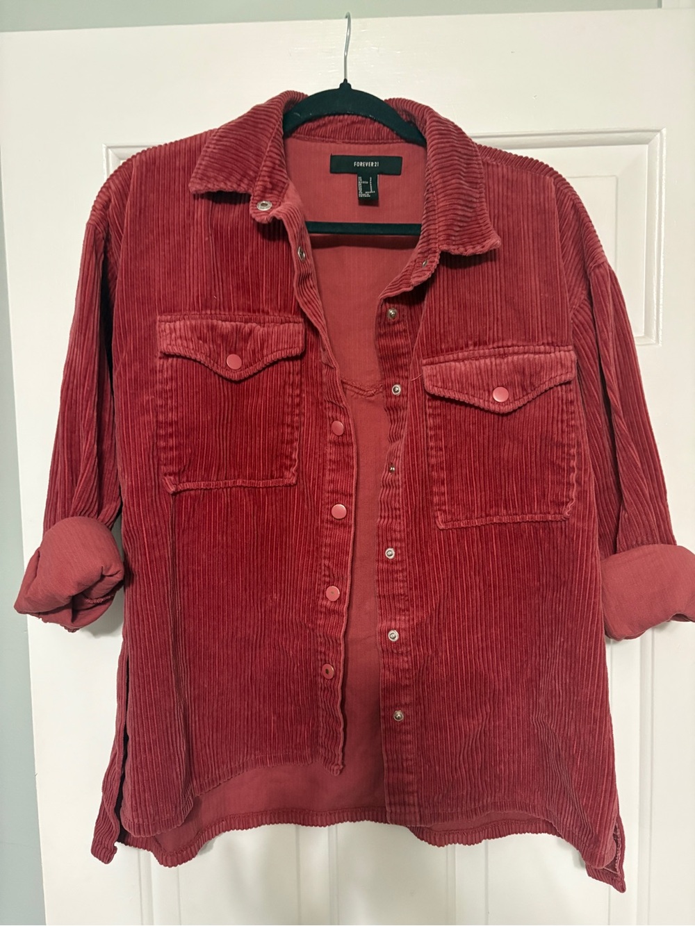 Forever 21 Brick Red Corduroy Shirt Jacket
